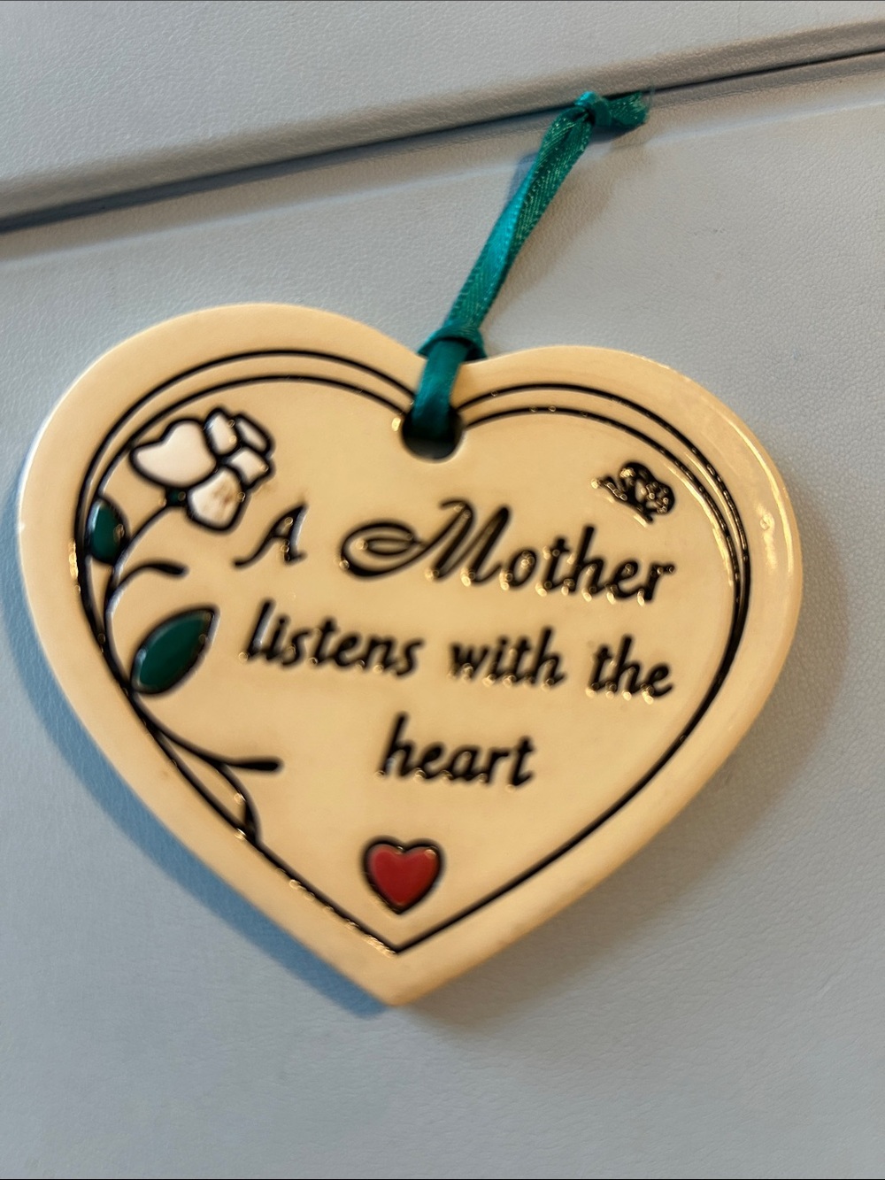 Heart-Shaped Ceramic Hanging Plaque - "A Mother listens with the heart"